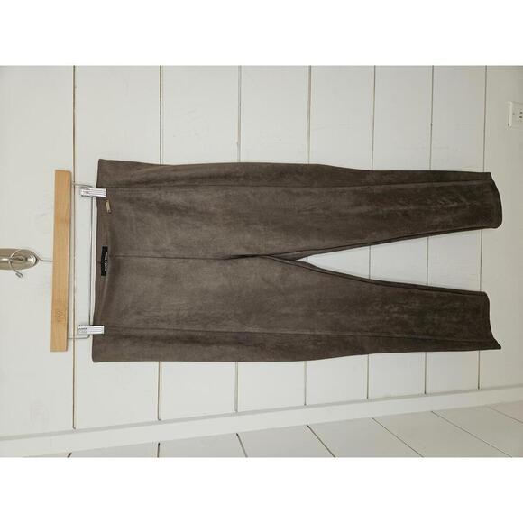 Ivanka Trump large brown faux suede cropped pants - Picture 1 of 6